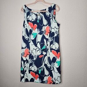 Ronni Nicole Women's Floral Print Sleeveless Dress‎ Size 14 Navy Coral Career
